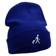 Here I Come Embroidered 12 Inch Long Knitted Beanie - Royal OSFM