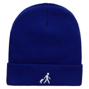 Here I Come Embroidered 12 Inch Long Knitted Beanie - Royal OSFM