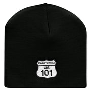 Route US 101 Sign Embroidered 8 Inch Short Beanie