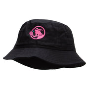 Tennis Girl Embroidered Pigment Dyed Bucket Hat - Black OSFM