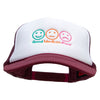 Three Emotion Emojis Embroidered Foam Panel Mesh Snapback - Maroon-White OSFM