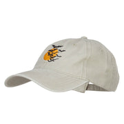 Bats and Moon Halloween Embroidered Washed Cap