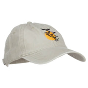 Bats and Moon Halloween Embroidered Washed Cap