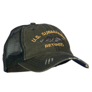 US Submarine Retired Embroidered Low Profile Cotton Mesh Cap