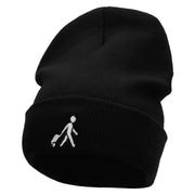 Here I Come Embroidered 12 Inch Long Knitted Beanie - Black OSFM