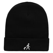 Here I Come Embroidered 12 Inch Long Knitted Beanie - Black OSFM