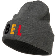 Belgium BEL Flag Embroidered Long Beanie