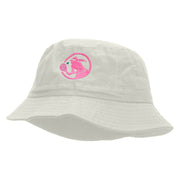 Tennis Girl Embroidered Pigment Dyed Bucket Hat - White OSFM