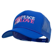 Peace love Mardi Gras Embroidered Summer Foam Mesh Trucker Cap - Royal OSFM