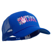 Peace love Mardi Gras Embroidered Summer Foam Mesh Trucker Cap - Royal OSFM