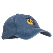 Bats and Moon Halloween Embroidered Washed Cap