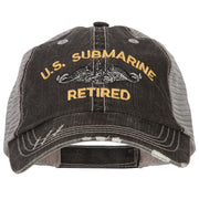 US Submarine Retired Embroidered Low Profile Cotton Mesh Cap