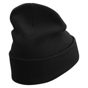 It's Ok Embroidered 12 Inch Long Knitted Beanie - Black OSFM