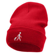 Here I Come Embroidered 12 Inch Long Knitted Beanie - Red OSFM