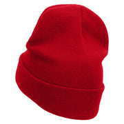 Here I Come Embroidered 12 Inch Long Knitted Beanie - Red OSFM