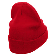 Here I Come Embroidered 12 Inch Long Knitted Beanie - Red OSFM