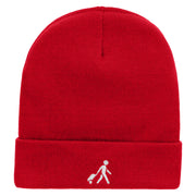 Here I Come Embroidered 12 Inch Long Knitted Beanie - Red OSFM