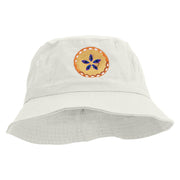 Thanksgiving Pie Embroidered Pigment Dyed Bucket Hat - White OSFM