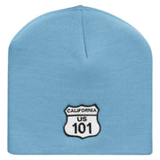 Route US 101 Sign Embroidered 8 Inch Short Beanie