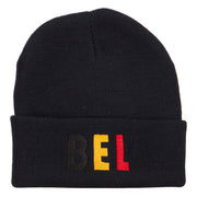 Belgium BEL Flag Embroidered Long Beanie