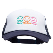 Three Emotion Emojis Embroidered Foam Panel Mesh Snapback - Navy-White OSFM