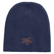 StarFish Logo Embroidered 8 Inch Short Beanie - Navy OSFM