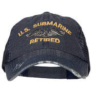 US Submarine Retired Embroidered Low Profile Cotton Mesh Cap