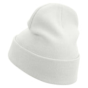 It's Ok Embroidered 12 Inch Long Knitted Beanie - White OSFM