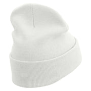 It's Ok Embroidered 12 Inch Long Knitted Beanie - White OSFM