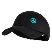 Small Blue Glitter Peace Sign Iron On Patched Deluxe Performance Mesh Cap - Black OSFM