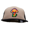 Magic Mushroom Patched Flat Bill Foam Camo Mesh Trucker Cap