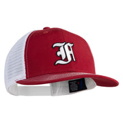 Old English White F Patched Cotton Deluxe Trucker Ball Cap - Cardinal White OSFM