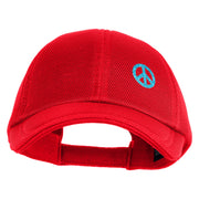 Small Blue Glitter Peace Sign Iron On Patched Deluxe Performance Mesh Cap - Red OSFM