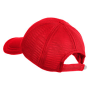 Small Blue Glitter Peace Sign Iron On Patched Deluxe Performance Mesh Cap - Red OSFM