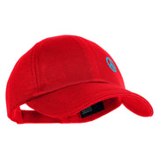 Small Blue Glitter Peace Sign Iron On Patched Deluxe Performance Mesh Cap - Red OSFM