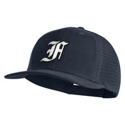 Old English White F Patched Cotton Deluxe Trucker Ball Cap - Navy Navy OSFM