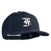Old English White F Patched Cotton Deluxe Trucker Ball Cap - Navy Navy OSFM