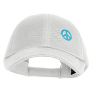 Small Blue Glitter Peace Sign Iron On Patched Deluxe Performance Mesh Cap - White OSFM