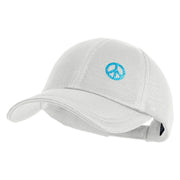 Small Blue Glitter Peace Sign Iron On Patched Deluxe Performance Mesh Cap - White OSFM