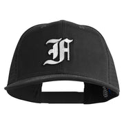 Old English White F Patched Cotton Deluxe Trucker Ball Cap - Black Black OSFM