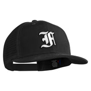 Old English White F Patched Cotton Deluxe Trucker Ball Cap - Black Black OSFM