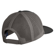 Old English White F Patched Cotton Deluxe Trucker Ball Cap - Black Grey OSFM