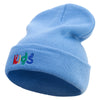 Playful Kids Logo Embroidered 12 Inch Long Knitted Beanie - Sky-Blue OSFM