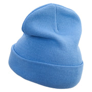 Playful Kids Logo Embroidered 12 Inch Long Knitted Beanie - Sky-Blue OSFM