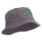 Autumn Vibes Embroidered Pigment Dyed Bucket Hat - Charcoal OSFM