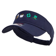 St.Patrick Day Celebration Symbols Embroidered Cotton Twill Sun Visor - Navy OSFM