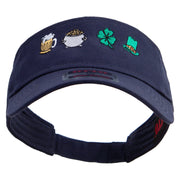 St.Patrick Day Celebration Symbols Embroidered Cotton Twill Sun Visor - Navy OSFM