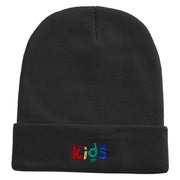 Playful Kids Logo Embroidered 12 Inch Long Knitted Beanie - Black OSFM