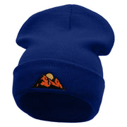 Mountain View Embroidered 12 Inch Long Knitted Beanie - Royal OSFM