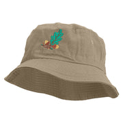 Autumn Vibes Embroidered Pigment Dyed Bucket Hat - Khaki OSFM